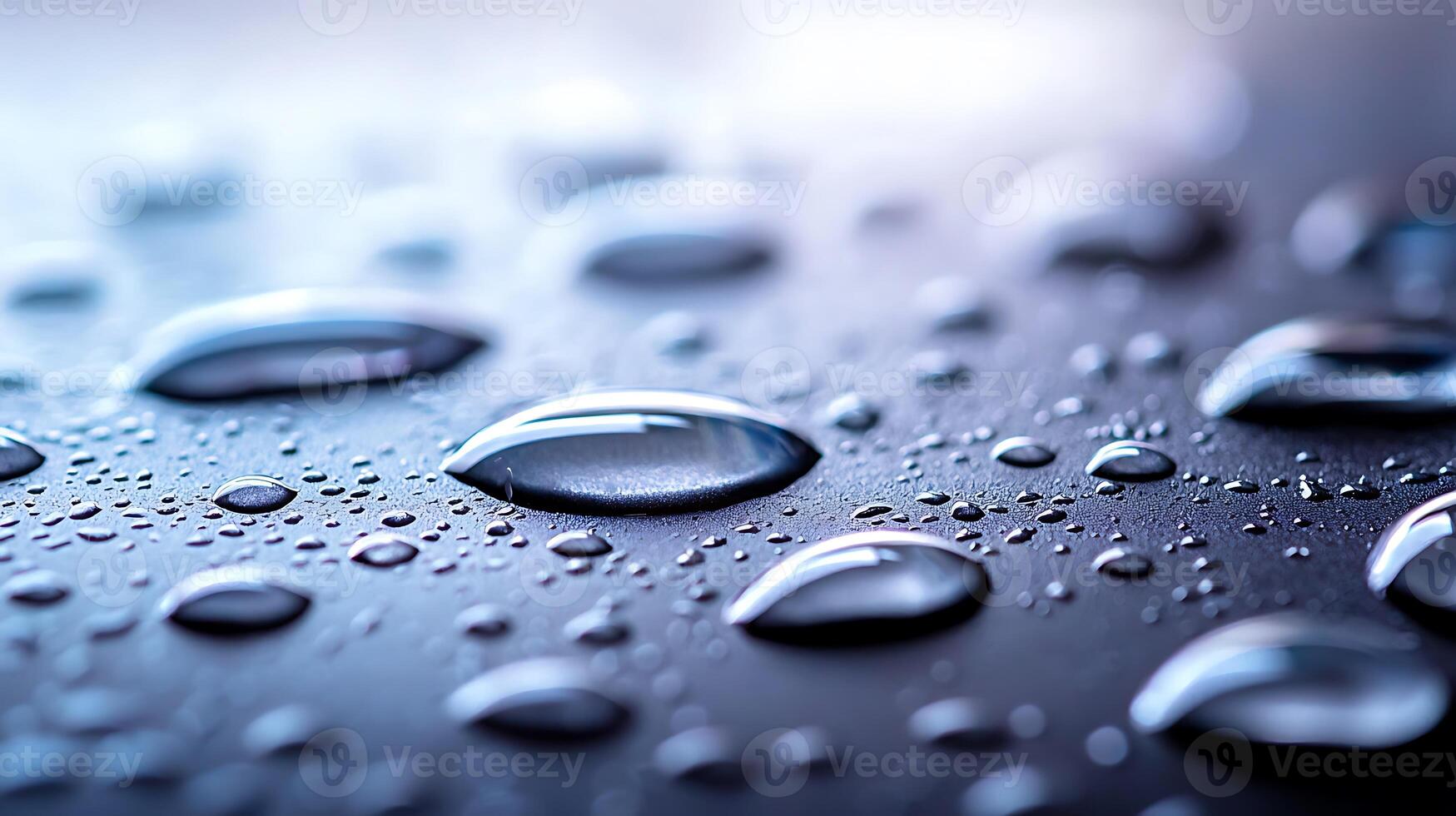 Close-up of water droplets on a smooth surface, highlighting reflections and textures, ideal for backgrounds photo