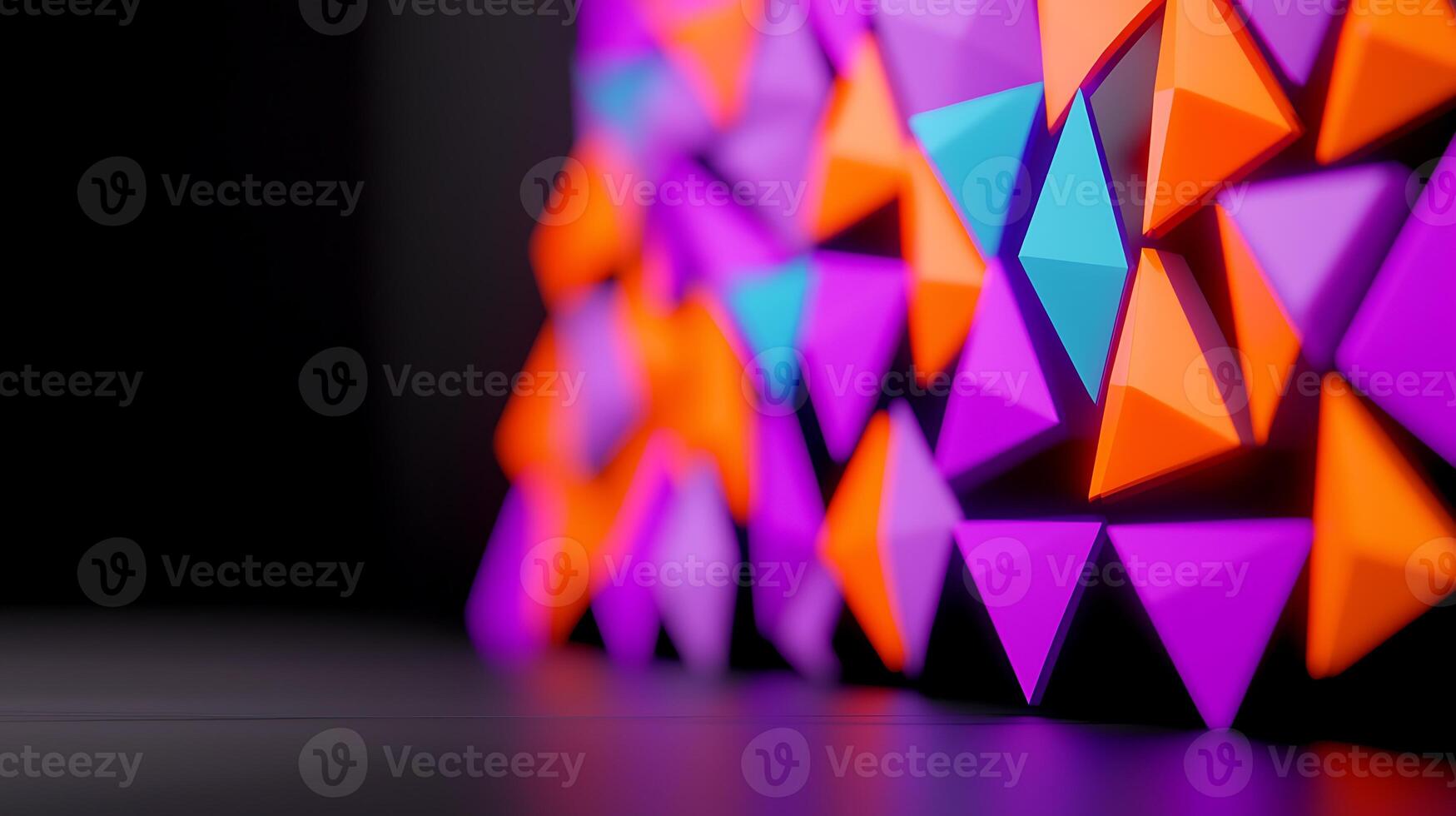 Vibrant geometric patterns in purple, orange, and blue creating a modern artistic backdrop photo
