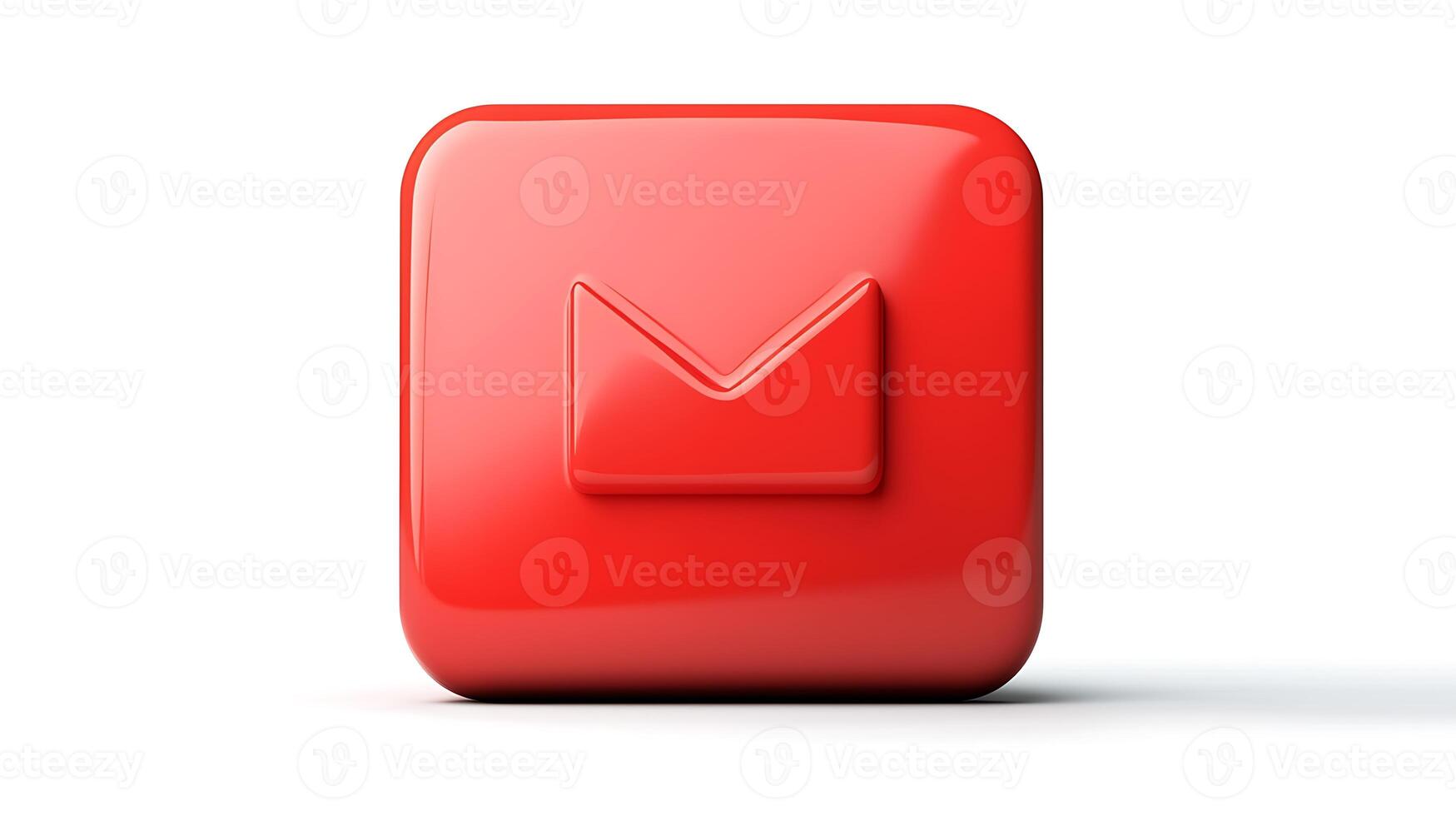 Red email icon on a white background, symbolizing digital communication and messaging photo