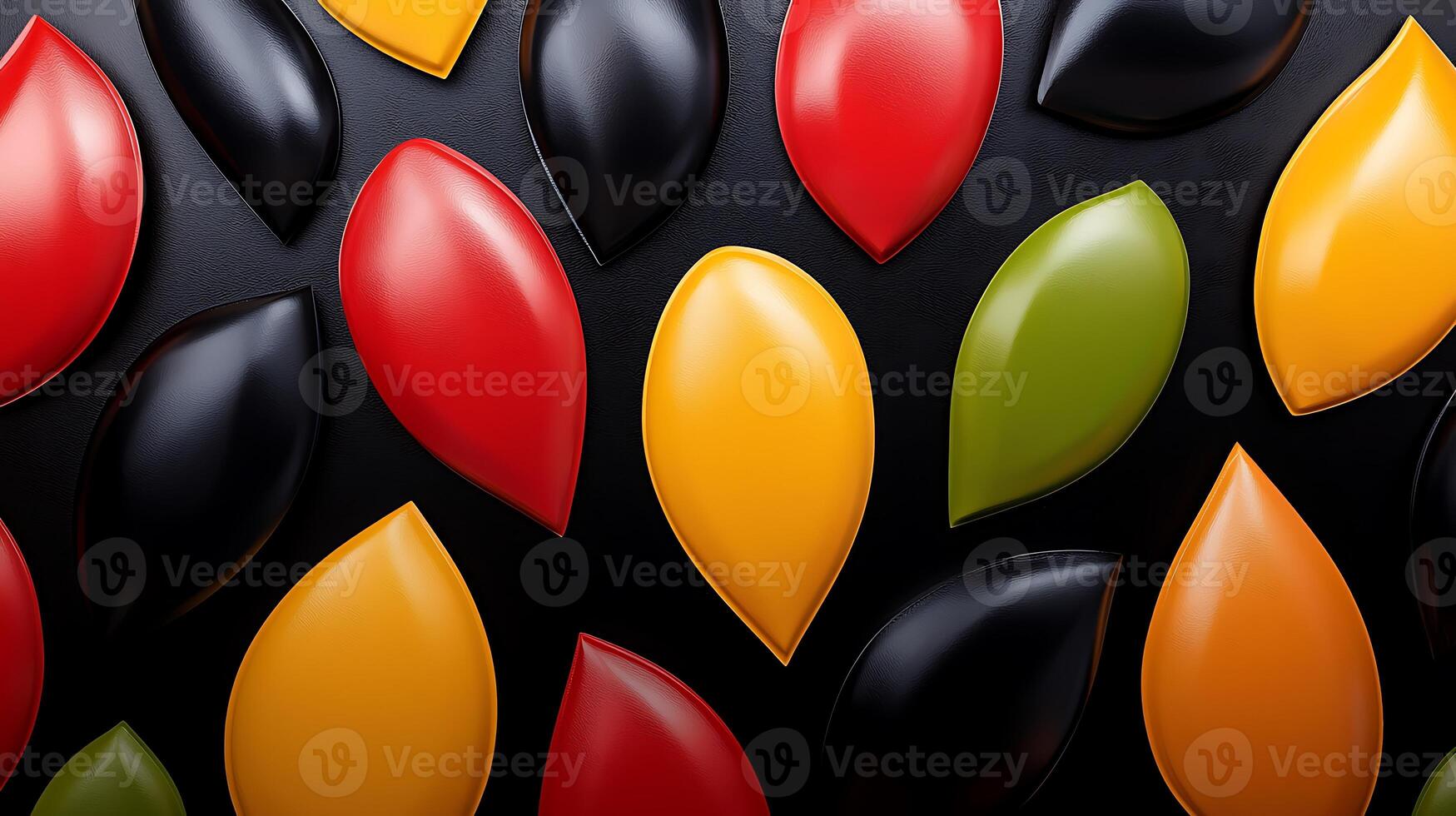 Colorful abstract design featuring leaf-shaped elements arranged on a dark background photo