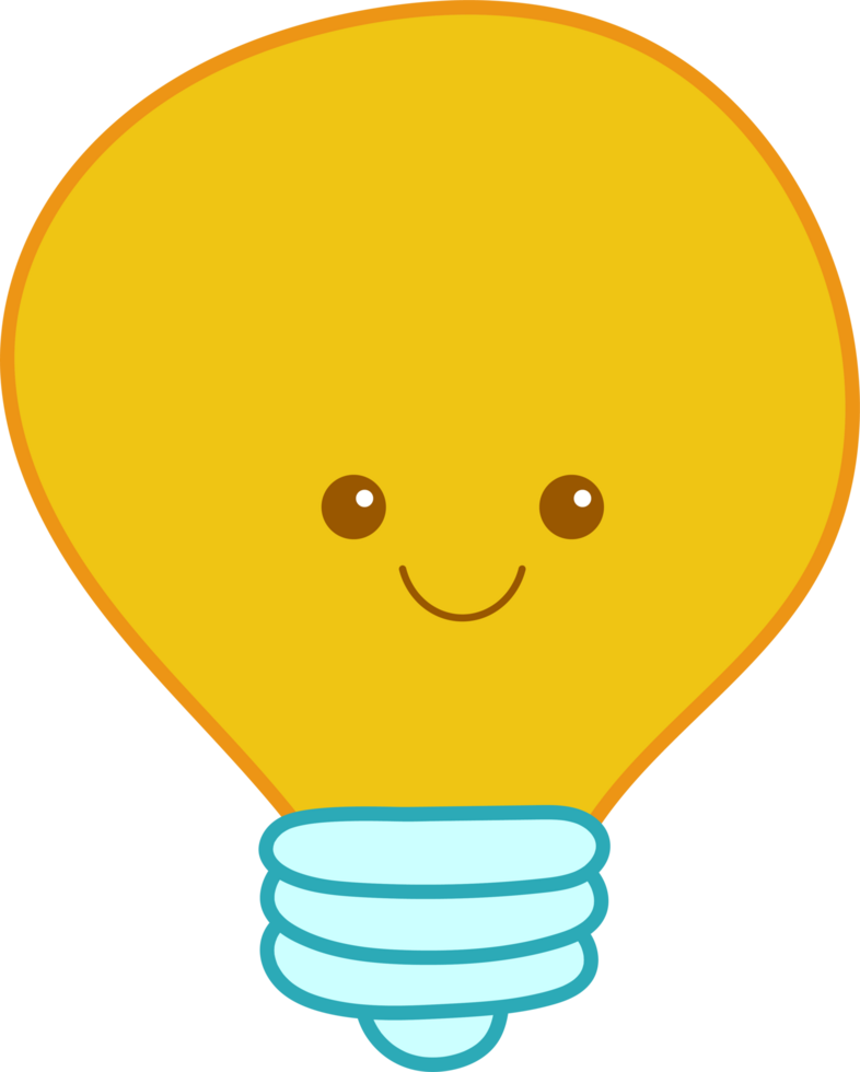 An adorable smiling cartoon lightbulb radiates positivity symbolizing bright ideas and cheerful innovation Lightbulb moment png