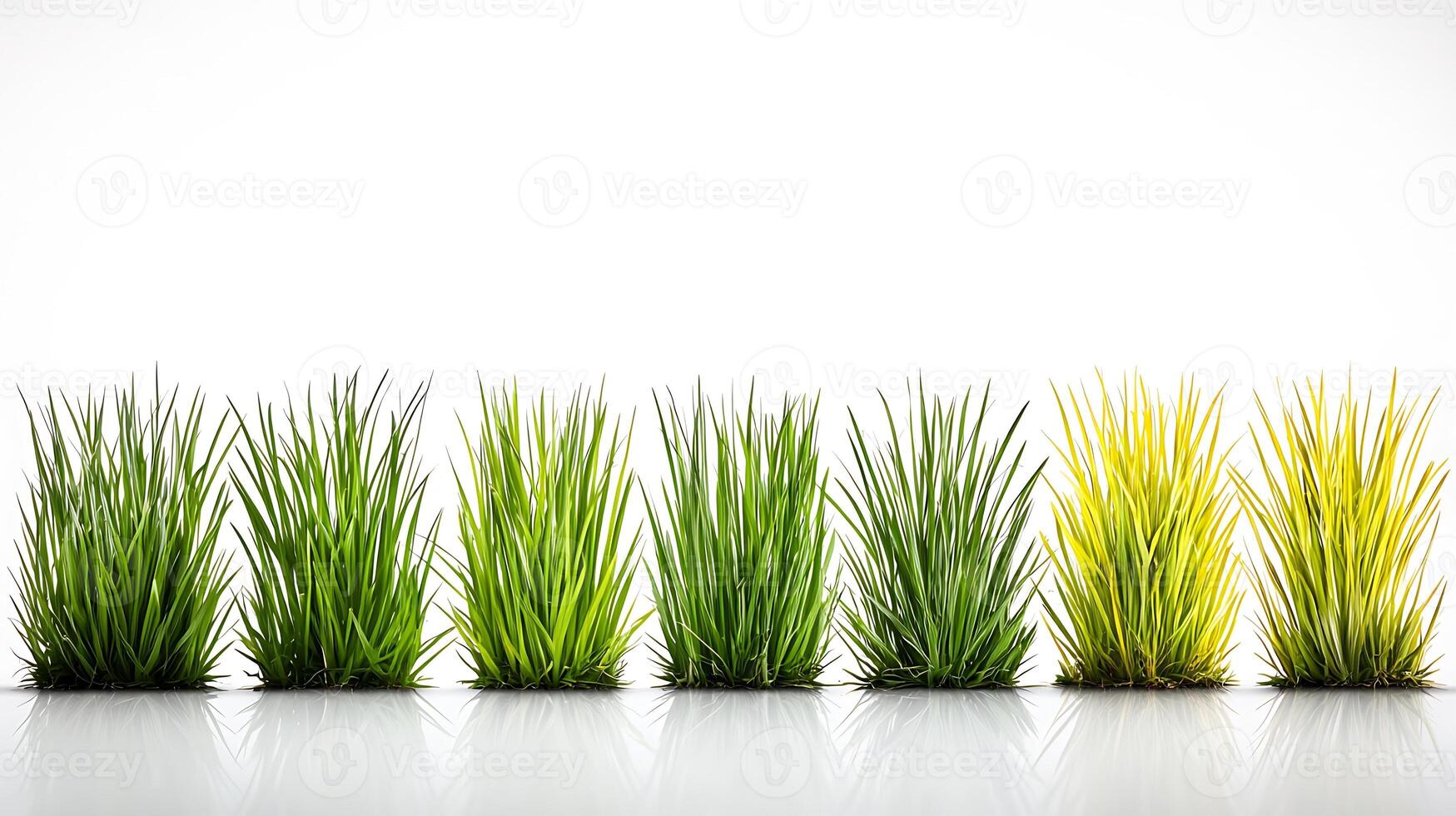 Vibrant display of grass in various shades, showcasing a gradient from green to yellow, with a clean background photo