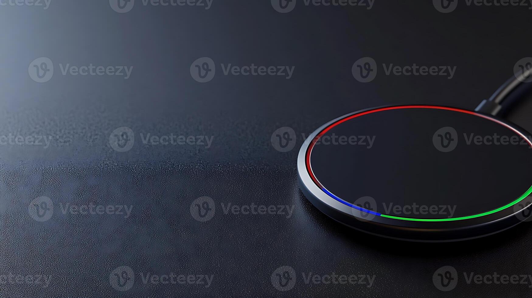 Sleek wireless charging pad on a dark surface, showcasing modern design and technology photo