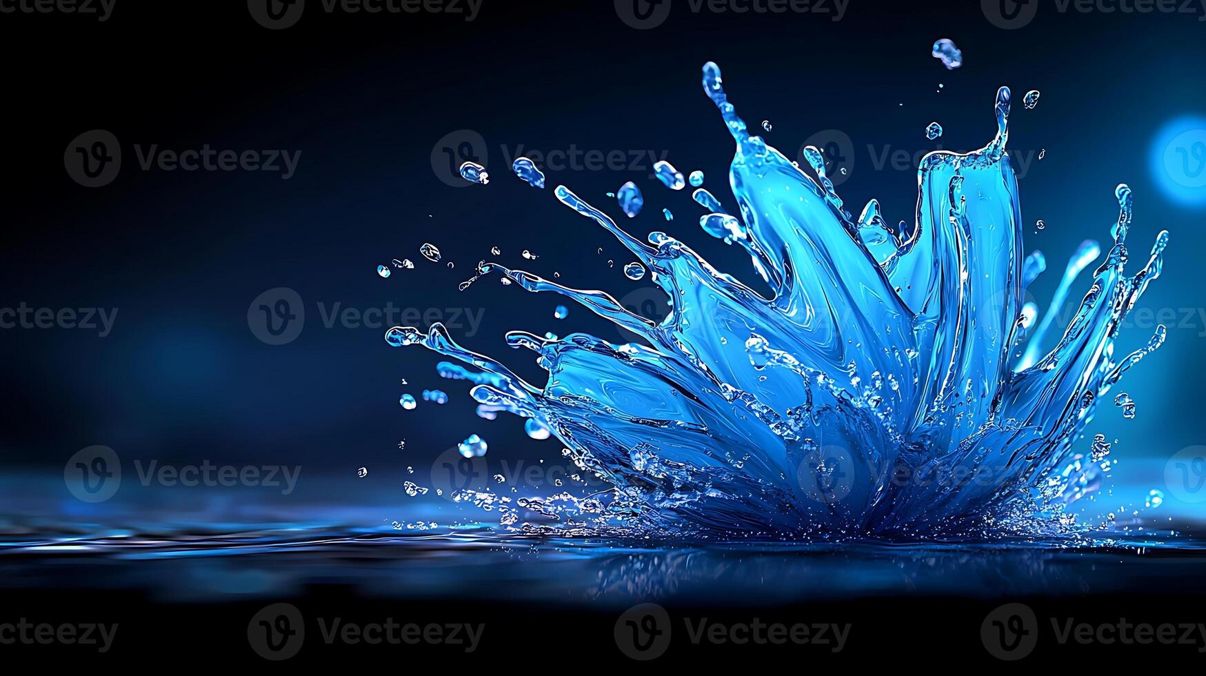 Vibrant blue water splash creating dynamic patterns against a dark background, illustrating motion photo
