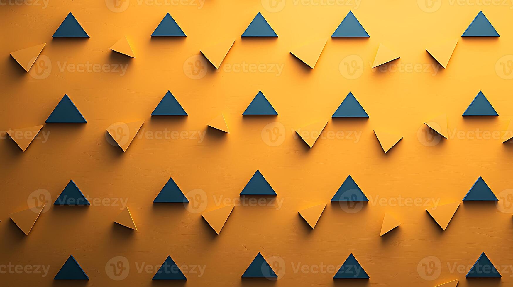 Colorful geometric shapes arranged on a vibrant orange wall, creating a dynamic visual pattern photo