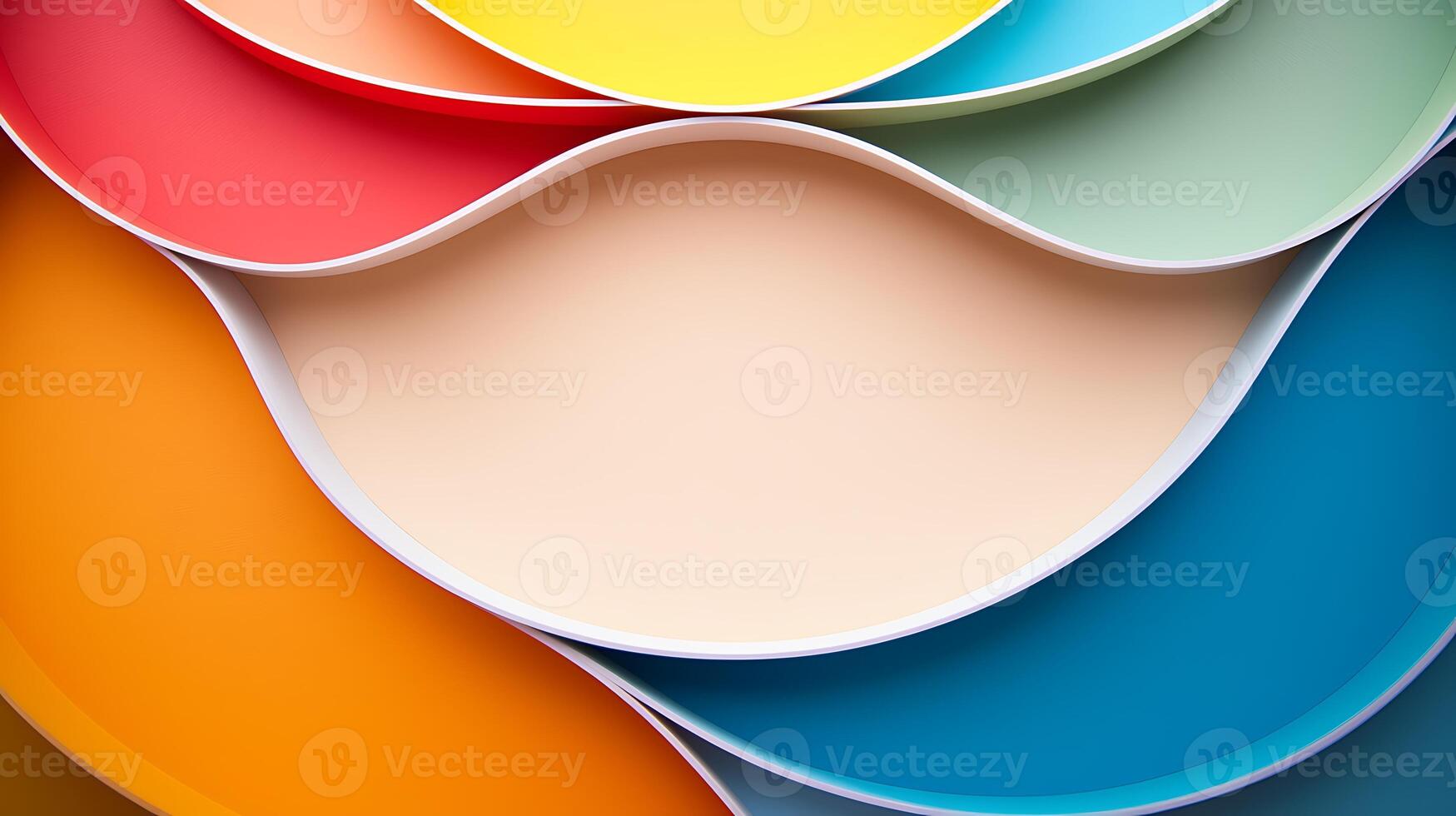 Colorful overlapping plates create a vibrant abstract pattern, ideal for design projects or backgrounds photo