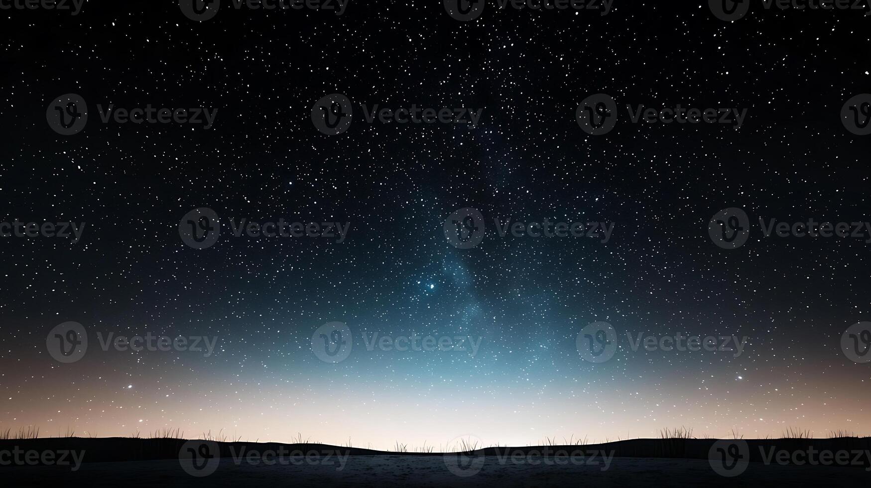 Starry night sky over a serene landscape with distant horizon and subtle gradient lighting photo