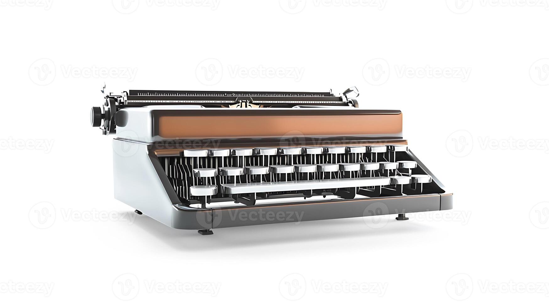Vintage typewriter with a sleek design, positioned on a clean surface, evoking nostalgia photo