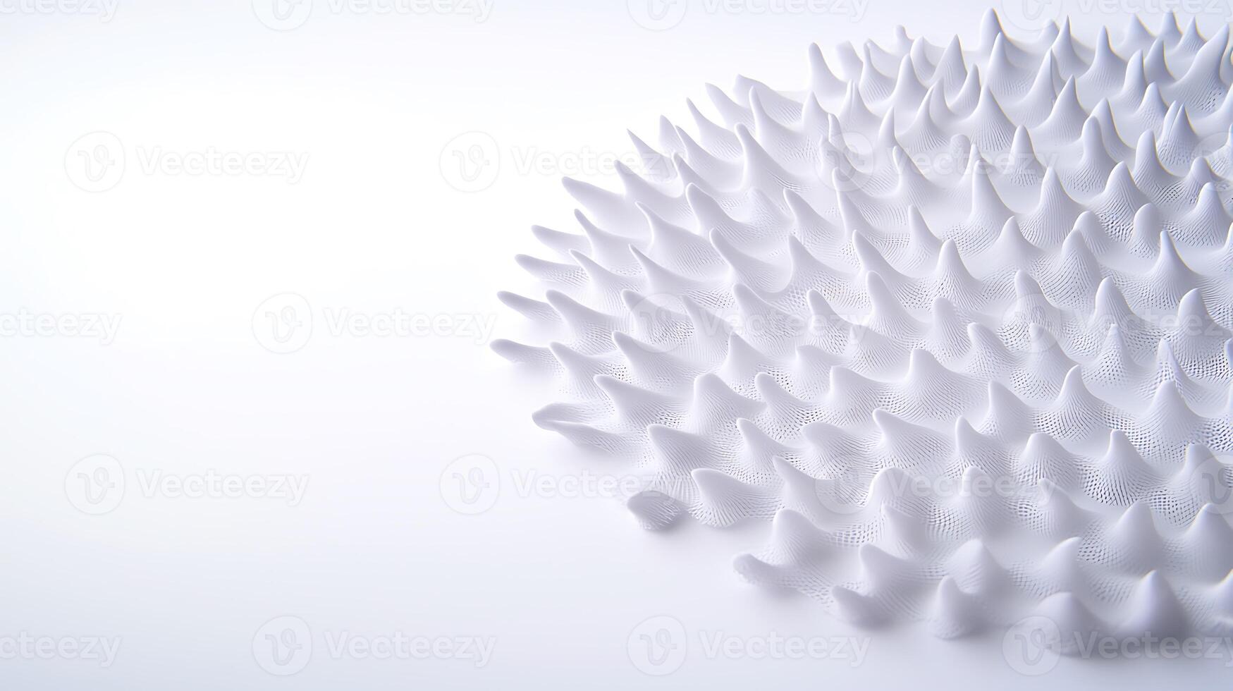 White spiky surface texture on a minimalistic background, showcasing modern design elements photo
