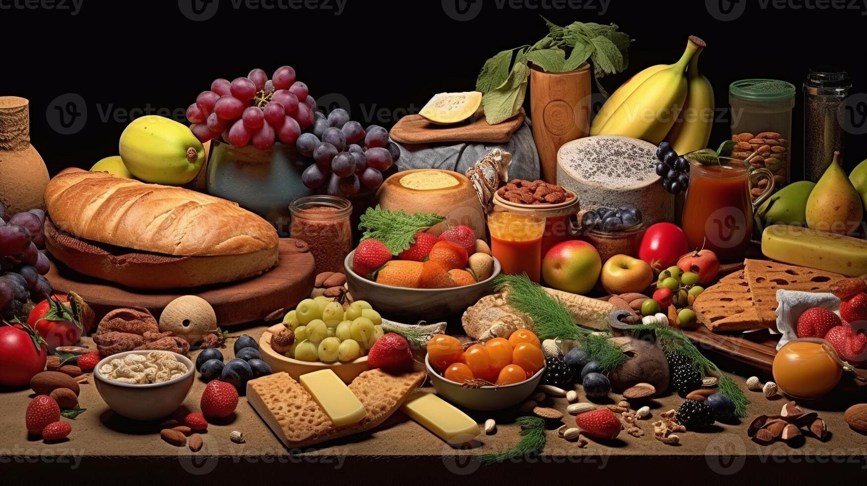 A table with various types of food photo
