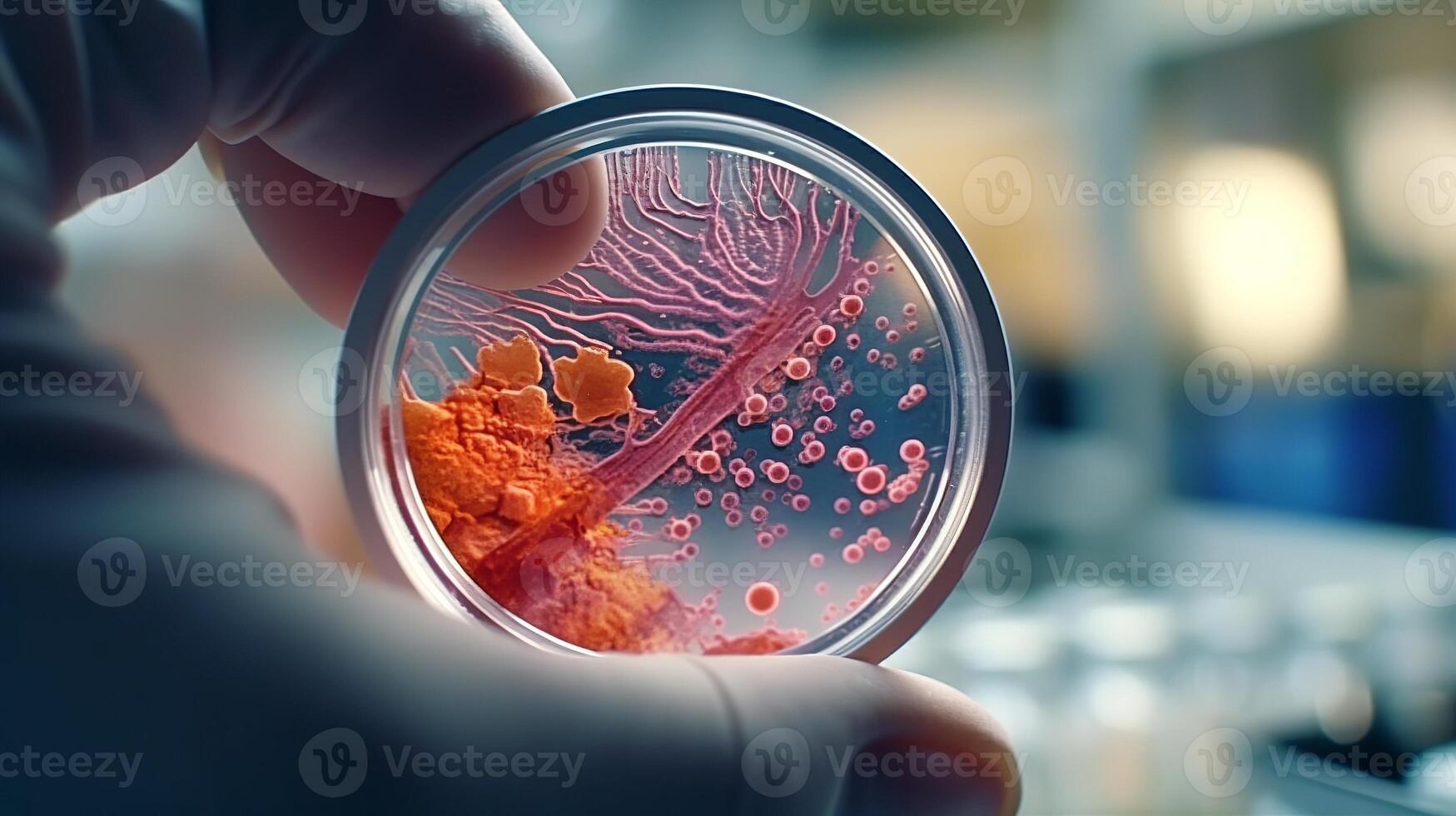 A person holding a small round object with a microscope photo
