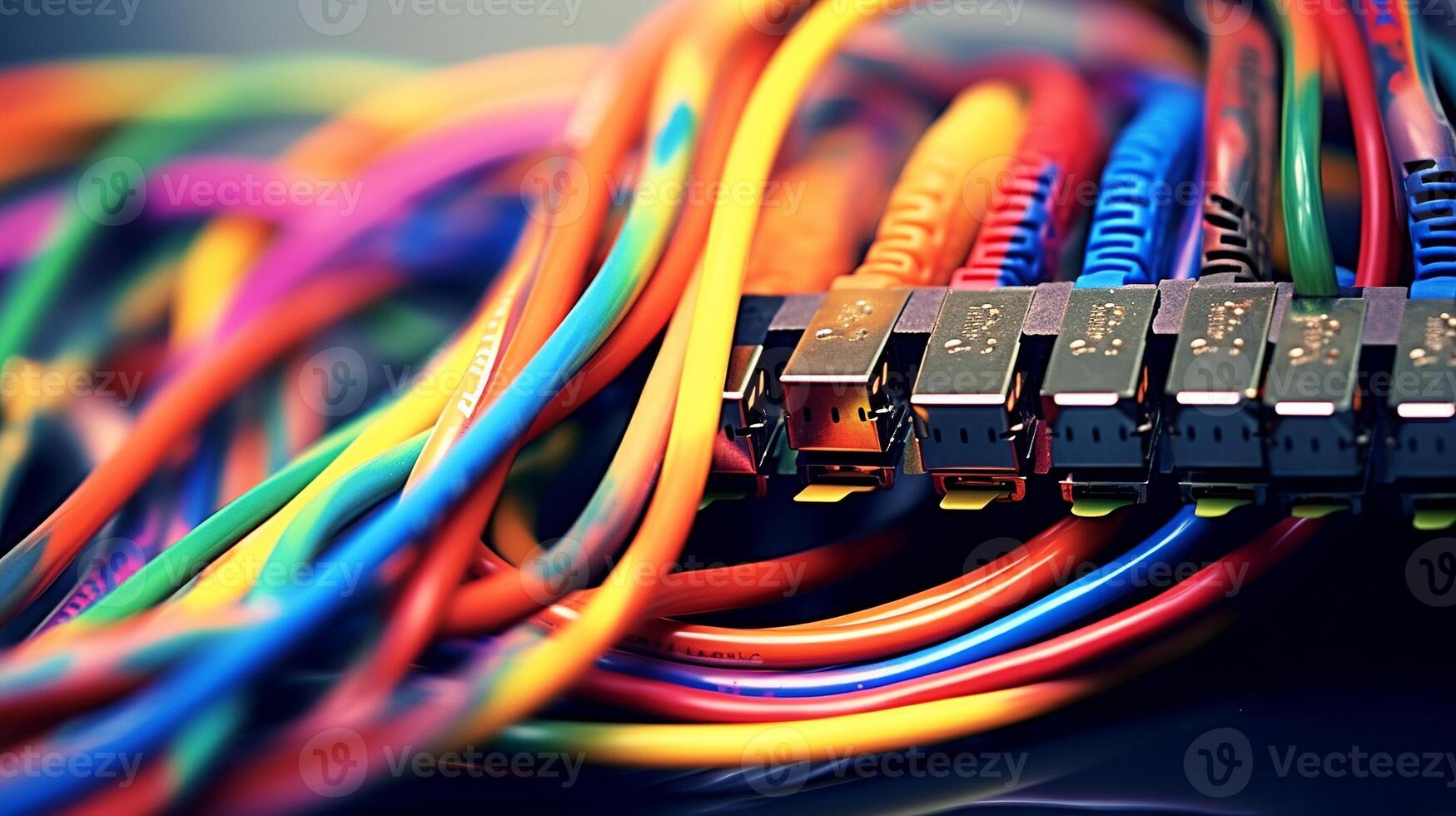 A close up of a bunch of colorful cables photo