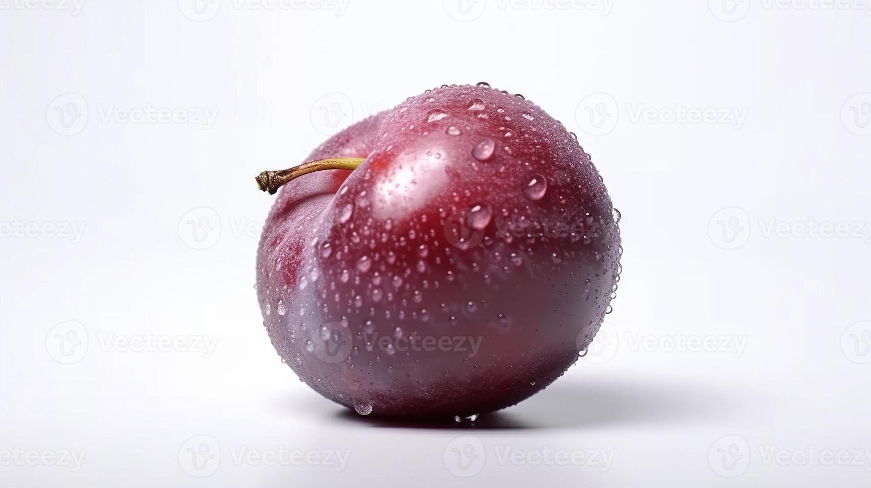A red plump fruit is shown on a white background photo
