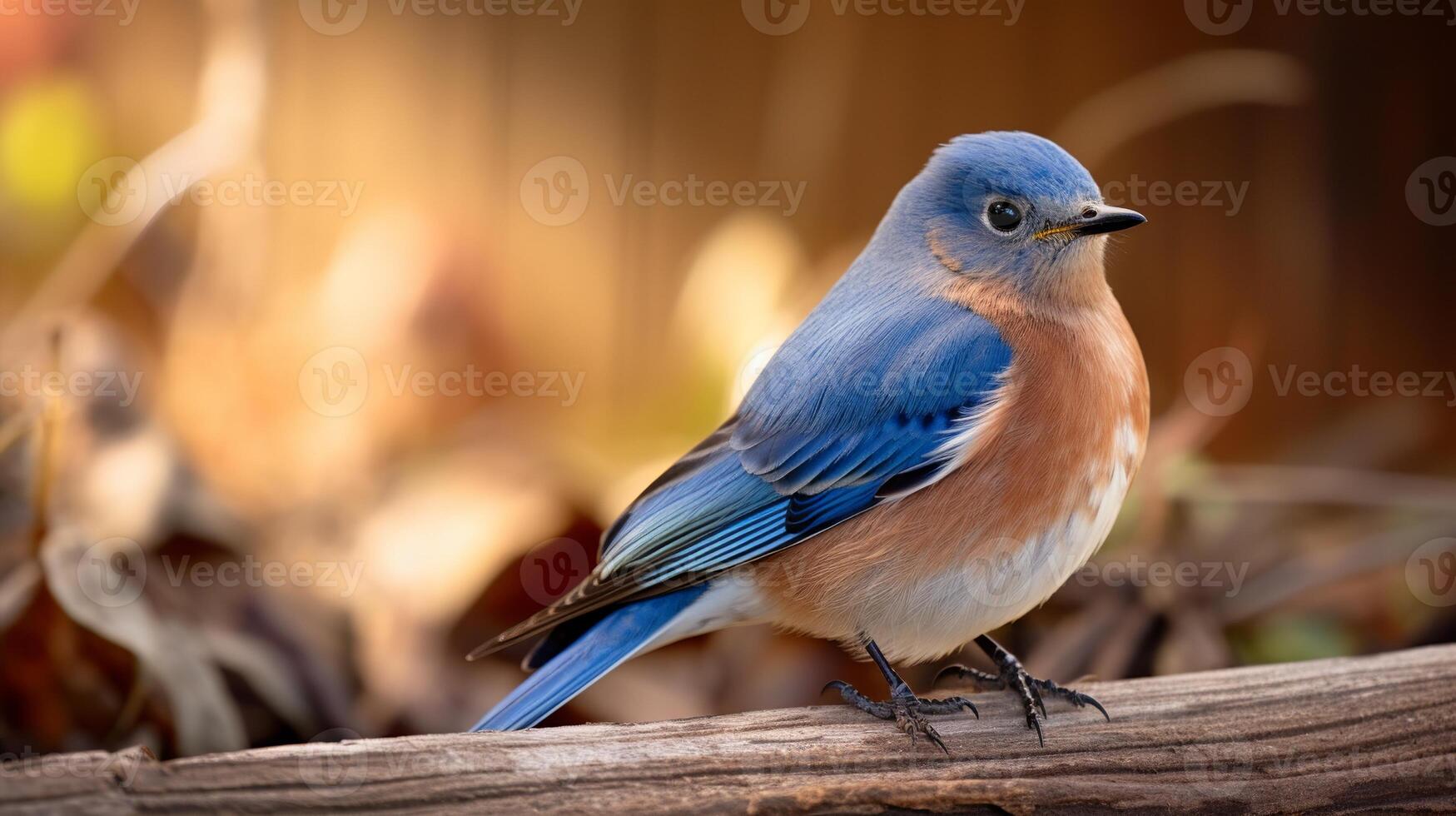 A blue bird sitting on a branch photo