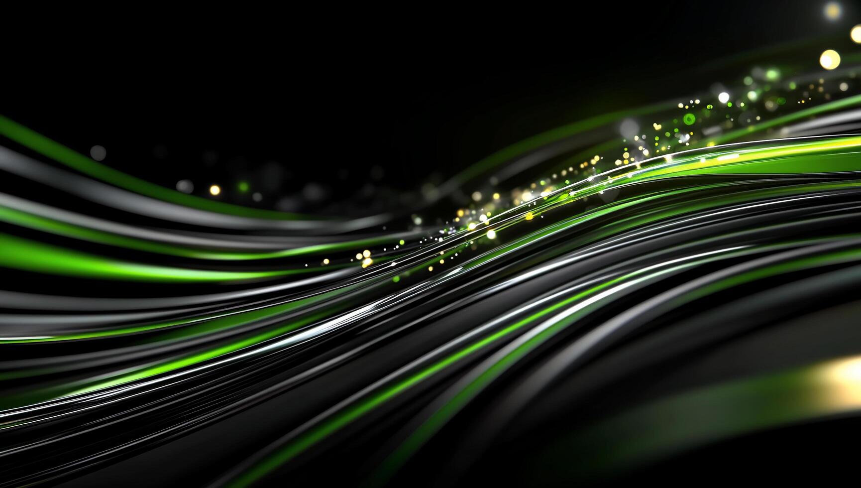 Abstract wave design with green and black colors, evoking motion. photo