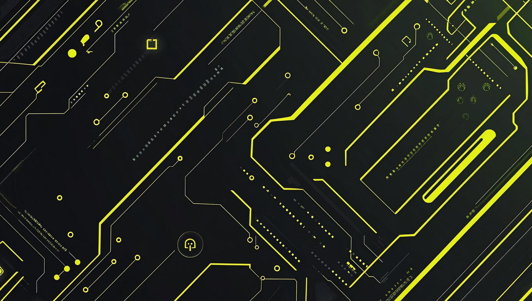 Abstract digital circuit design with neon lines on a dark background. photo