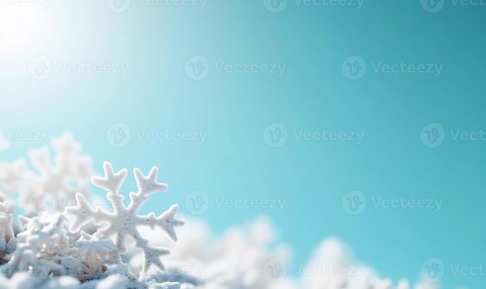 Snowflakes on a blue sky background photo