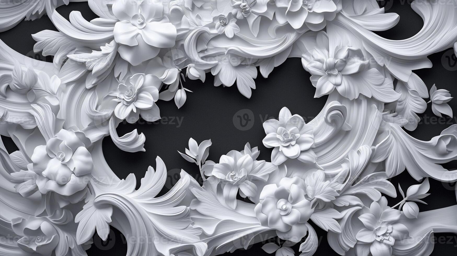 A white floral design on a black background photo