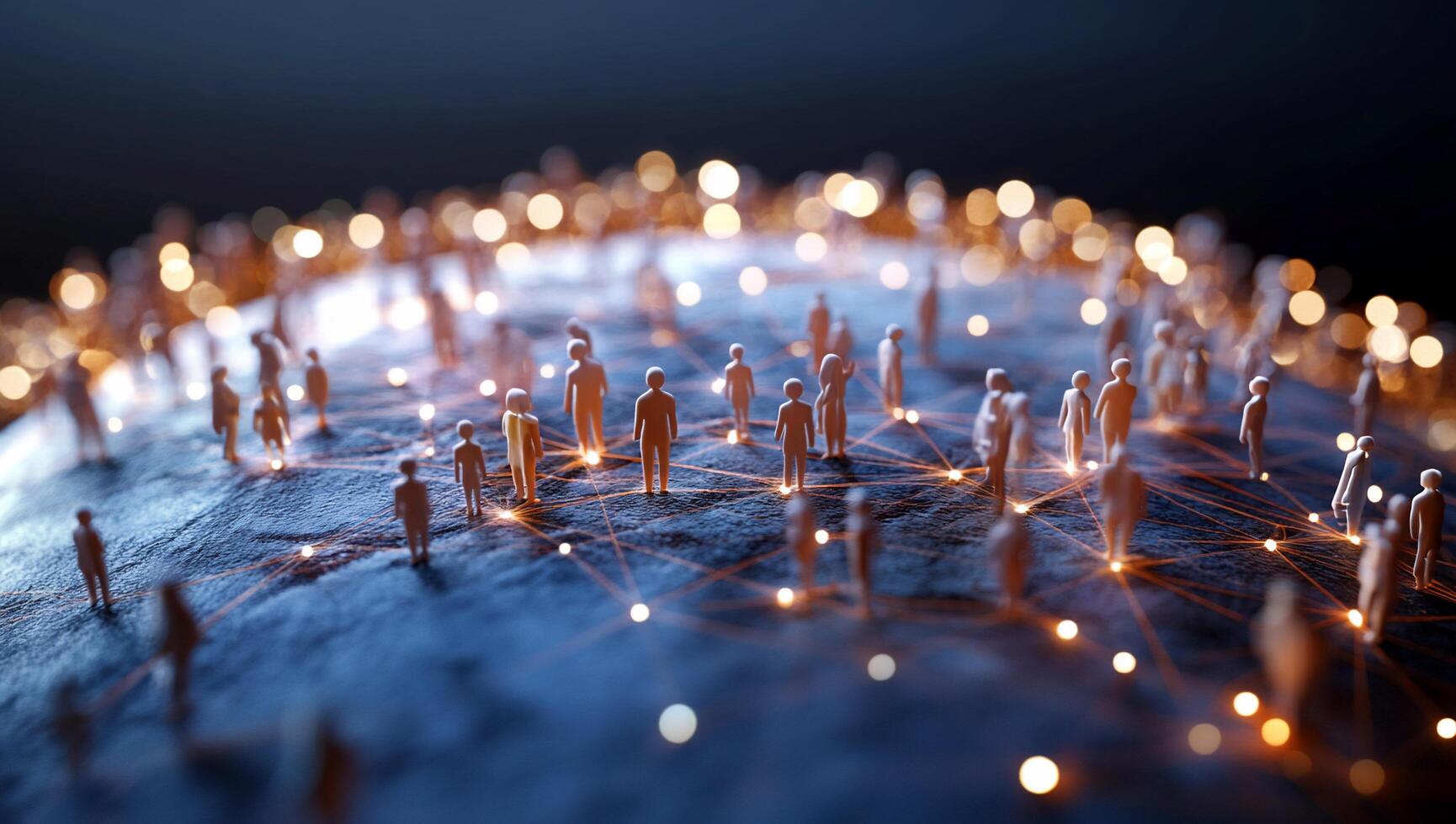 A stylized representation of interconnected people on a globe. photo