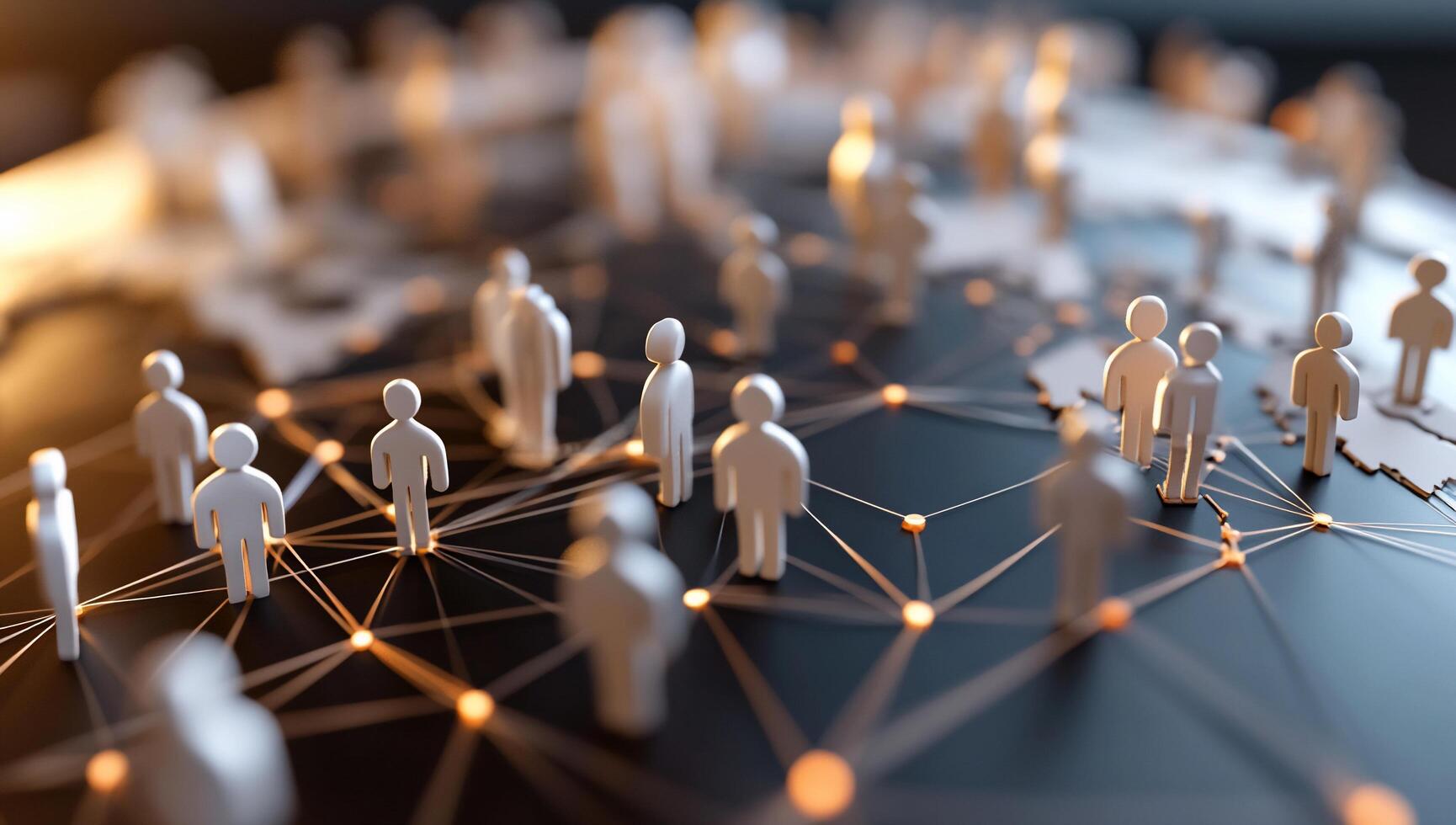 A digital representation of global connectivity with people figures. photo
