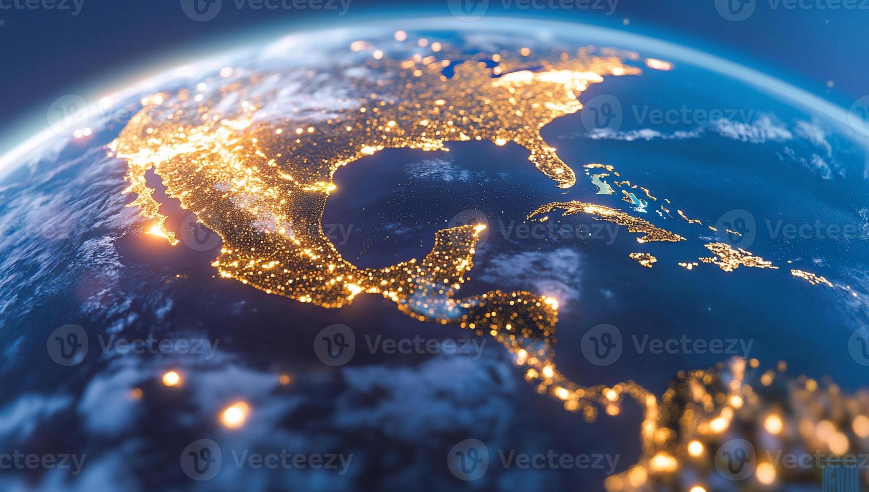 America at night with lights from space photo