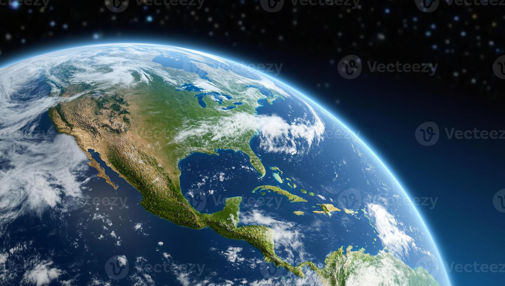 Earth from space, with stars and space background elements of this image furnished by nasa photo