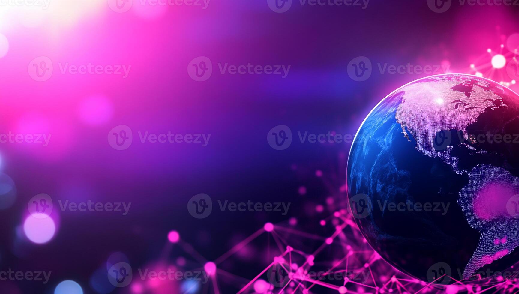 A digital representation of Earth with abstract connections and vibrant colors. photo