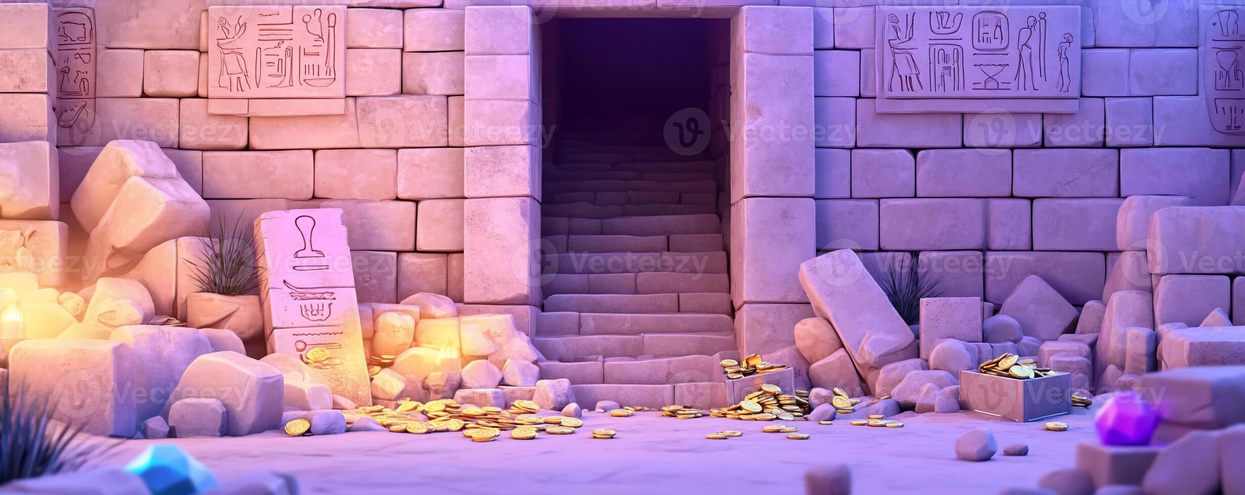 A mystical entrance to an ancient temple surrounded by treasures. photo