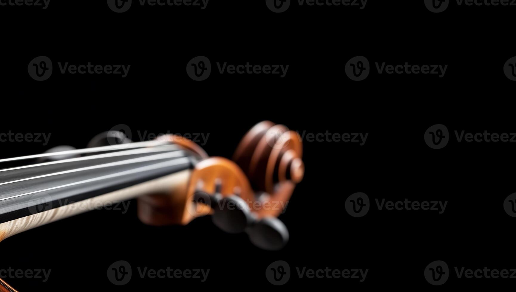 Close-up of a violin neck showcasing its craftsmanship and design. photo