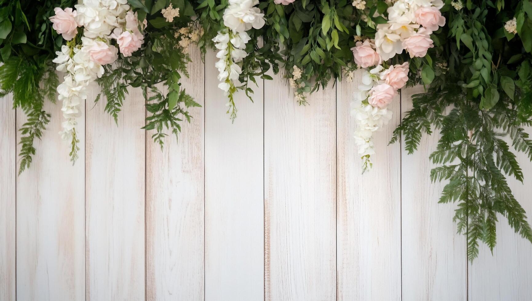 A floral arrangement with pink and white flowers against a wooden backdrop. photo