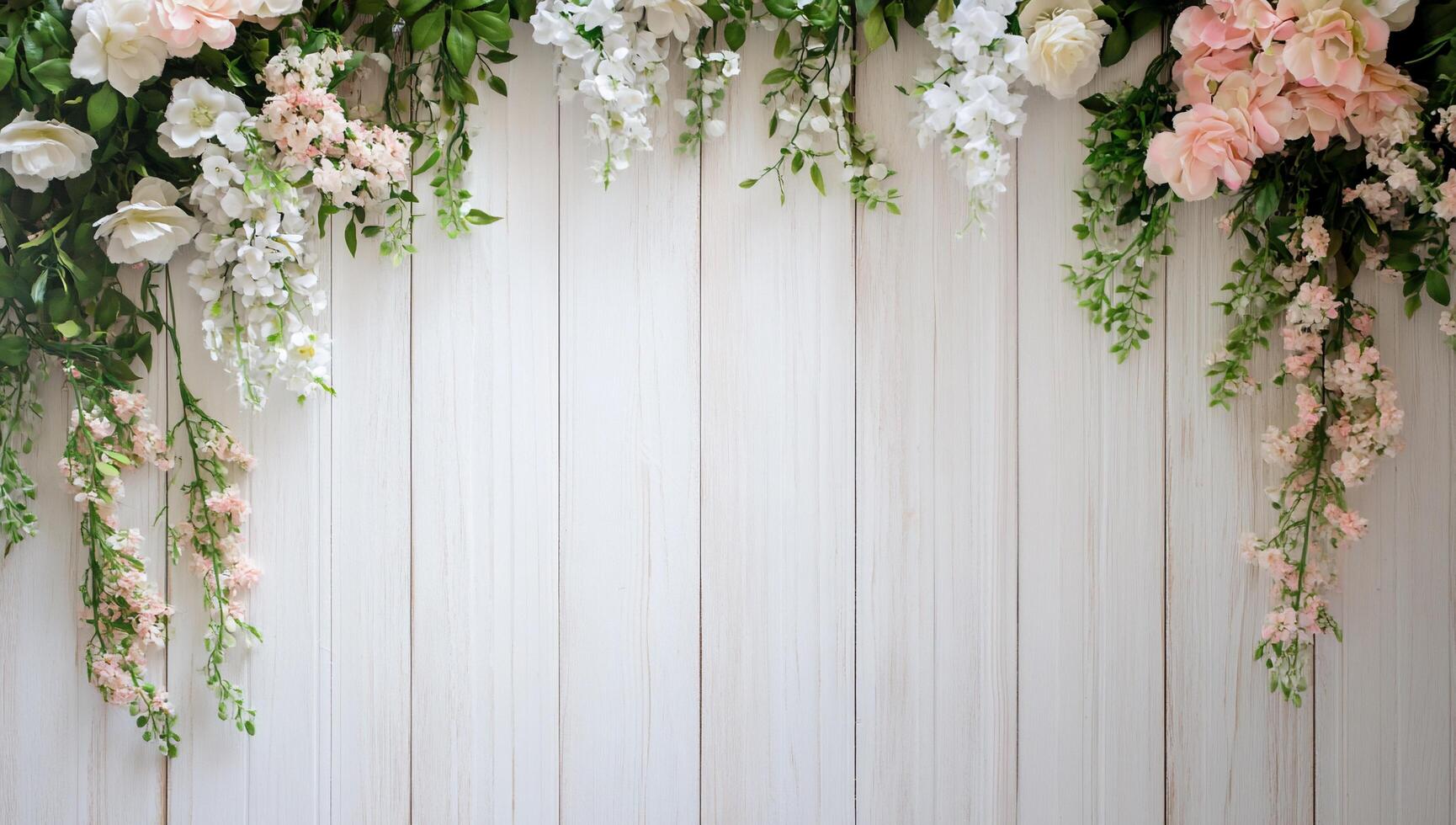 A floral arrangement on a wooden background for decorative purposes. photo