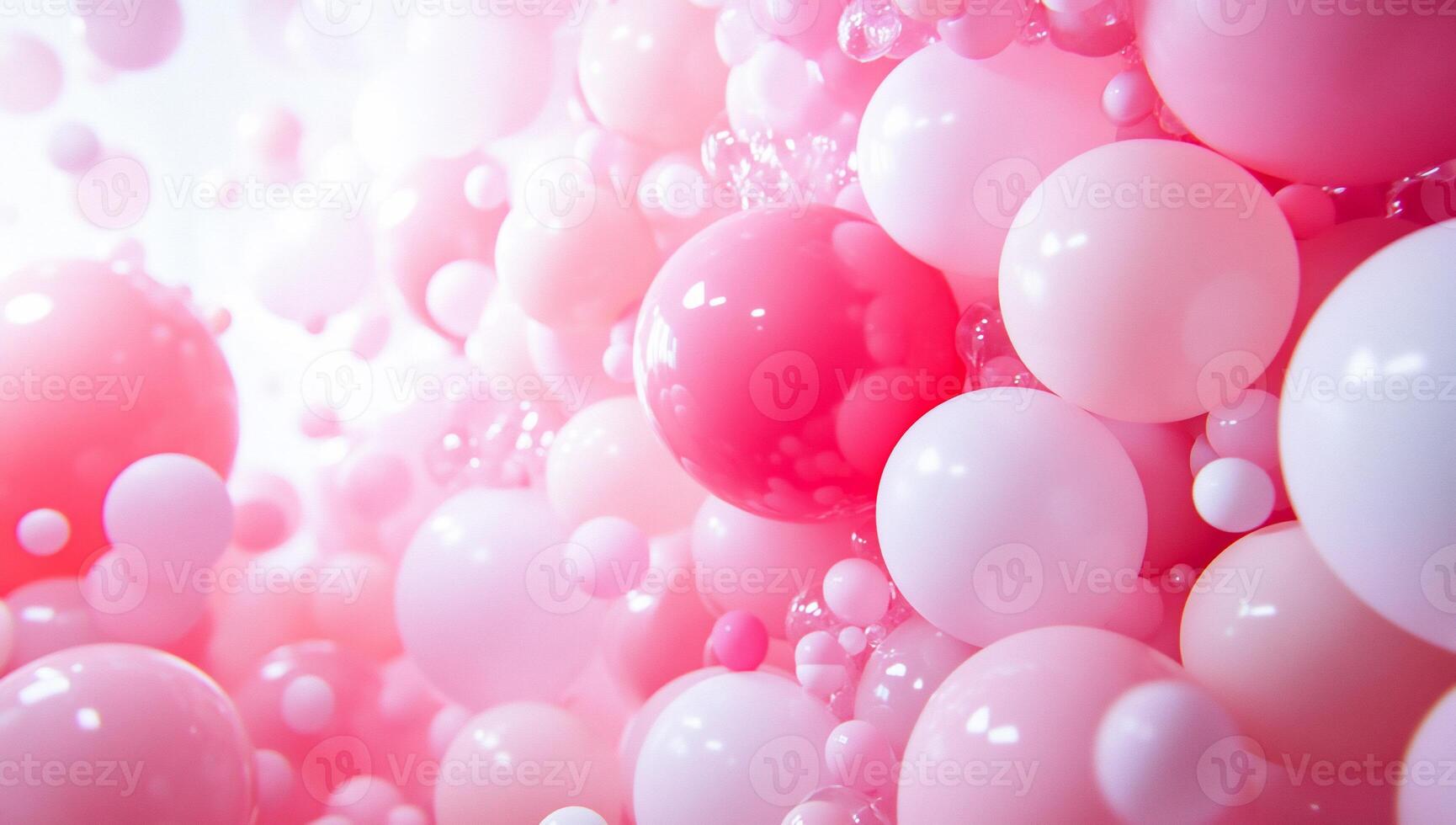 A collection of pink and white spheres creating a soft, abstract background. photo