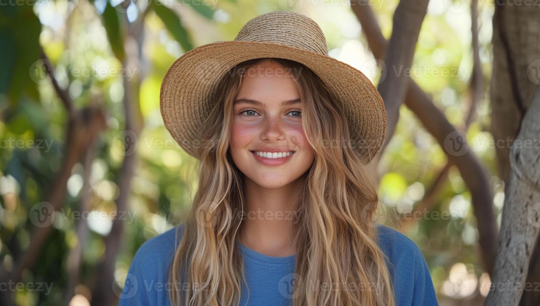 A young woman wearing a hat and smiling photo