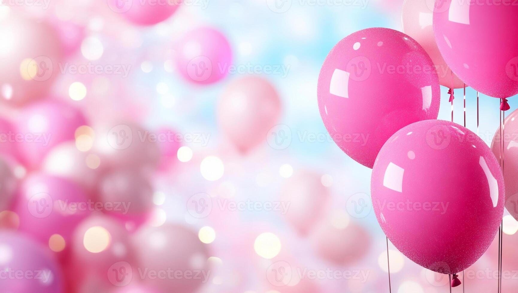 A collection of pink balloons against a soft, colorful background. photo