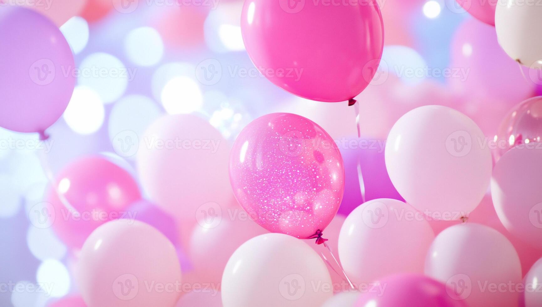A vibrant arrangement of pink and white balloons for a celebration. photo