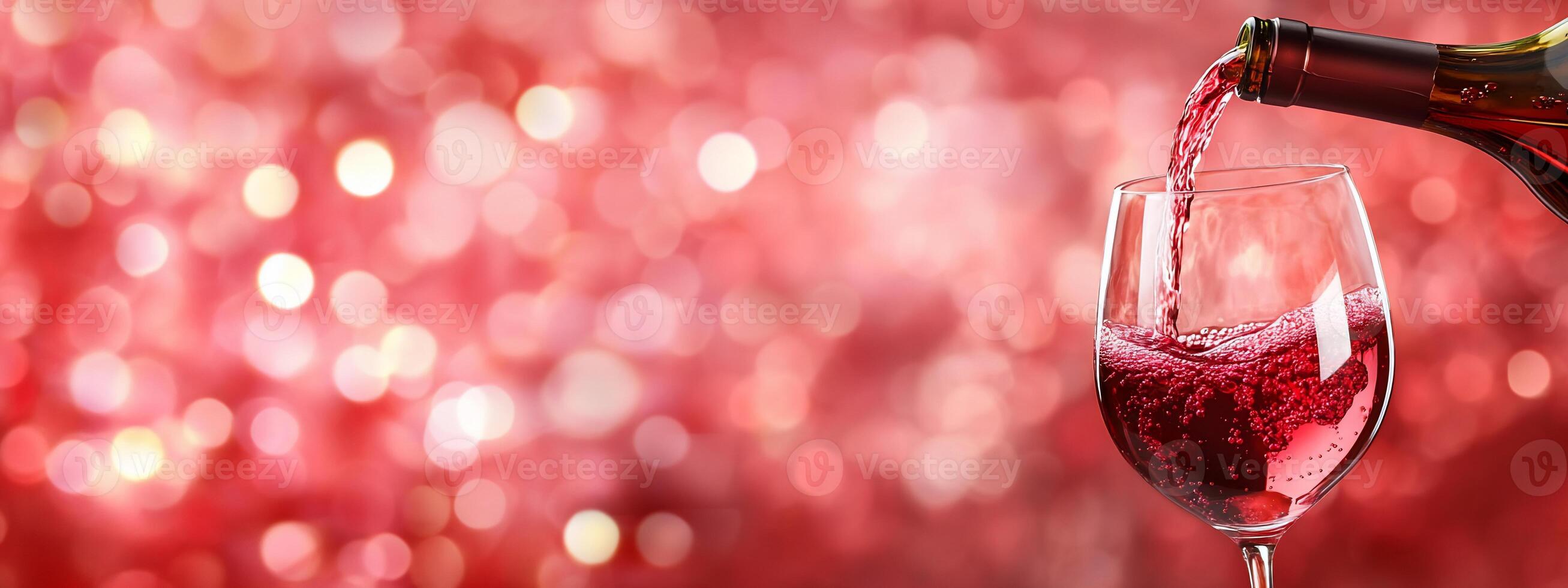 A glass being filled with sparkling wine against a festive background. photo