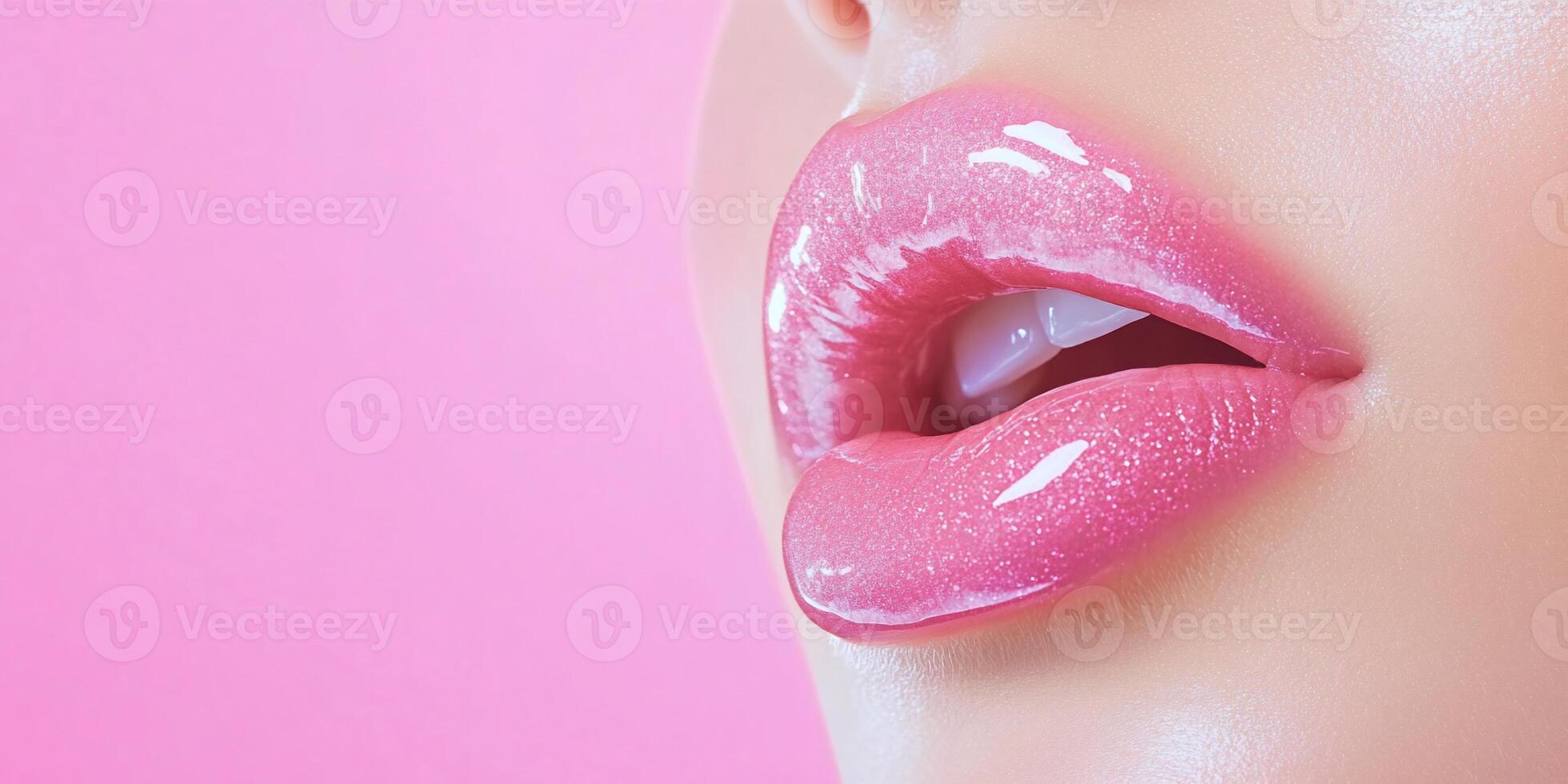 A woman's lips with a pink background photo