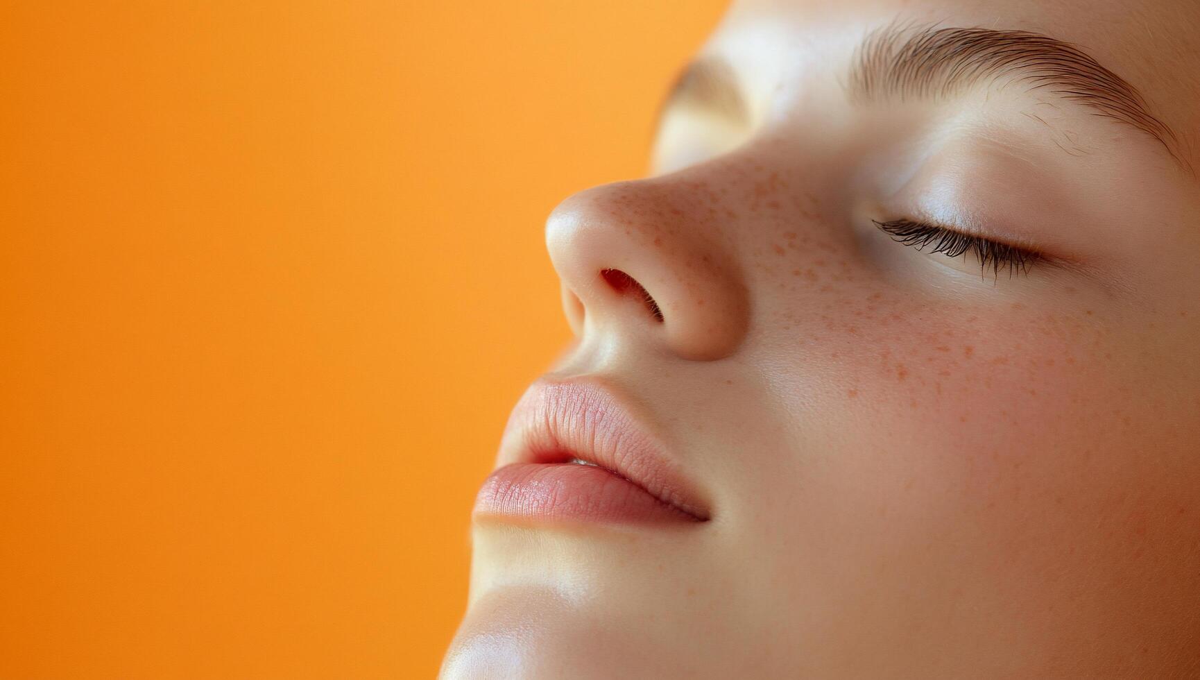 A woman with freckles on her face photo