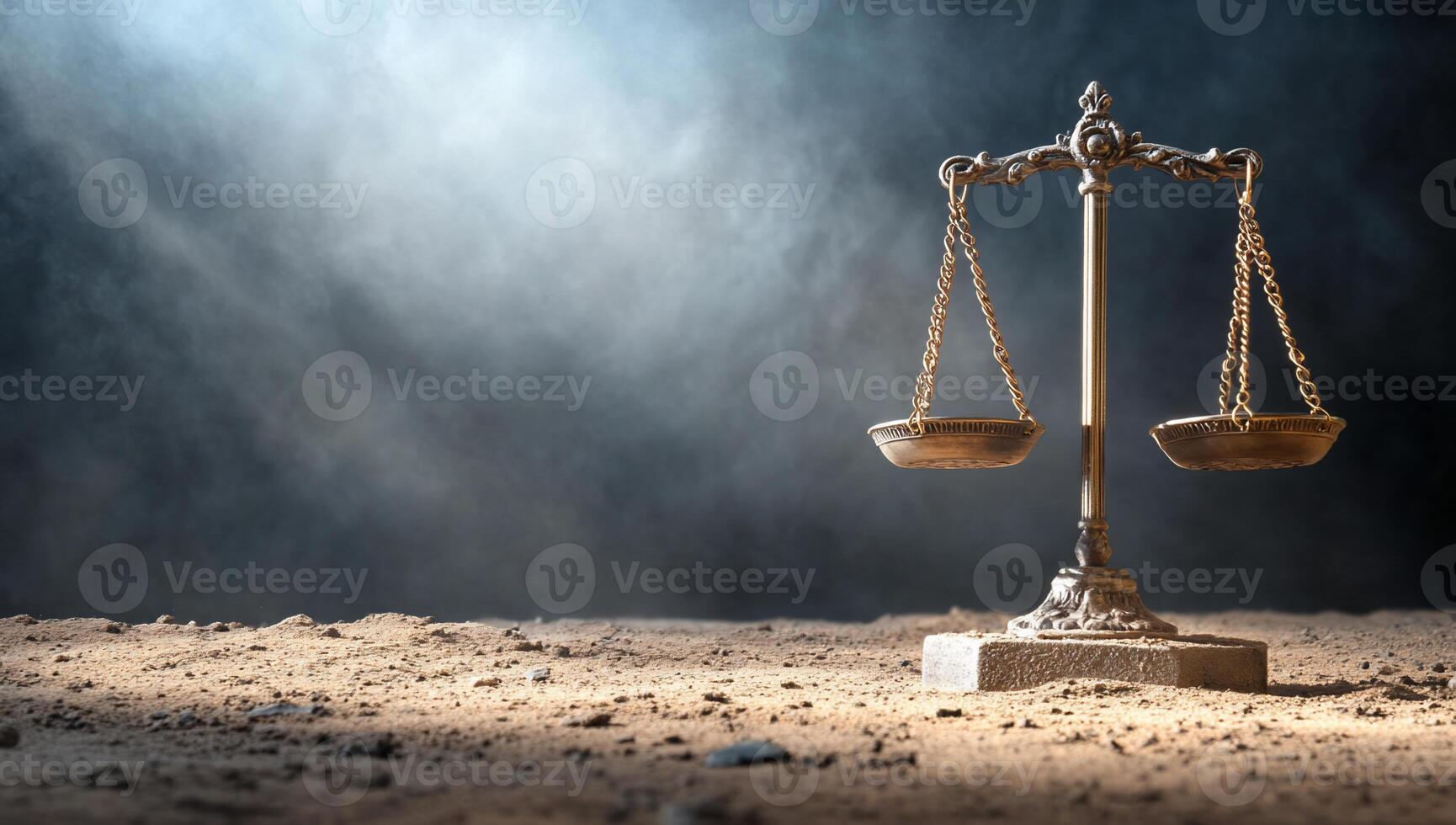 A vintage balance scale on a dusty surface, symbolizing justice. photo