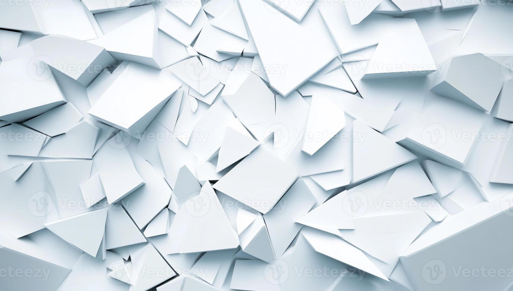 Abstract composition of white geometric shapes and fragments. photo
