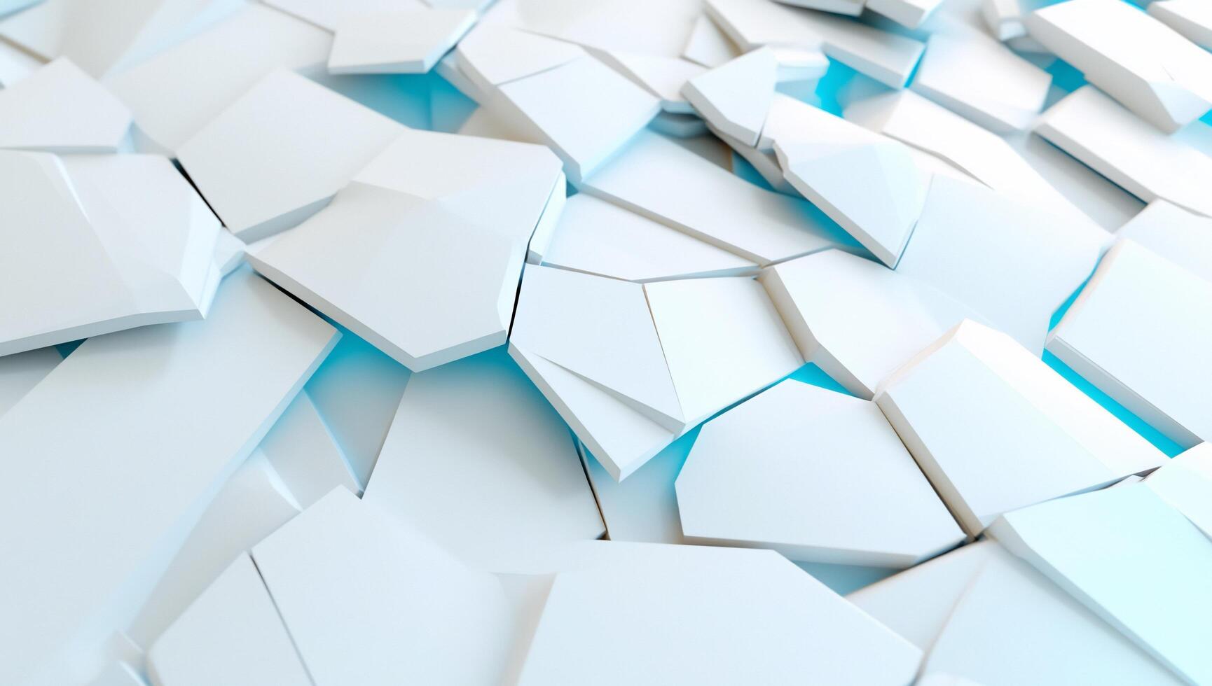 3d rendering of a white wall with many pieces photo