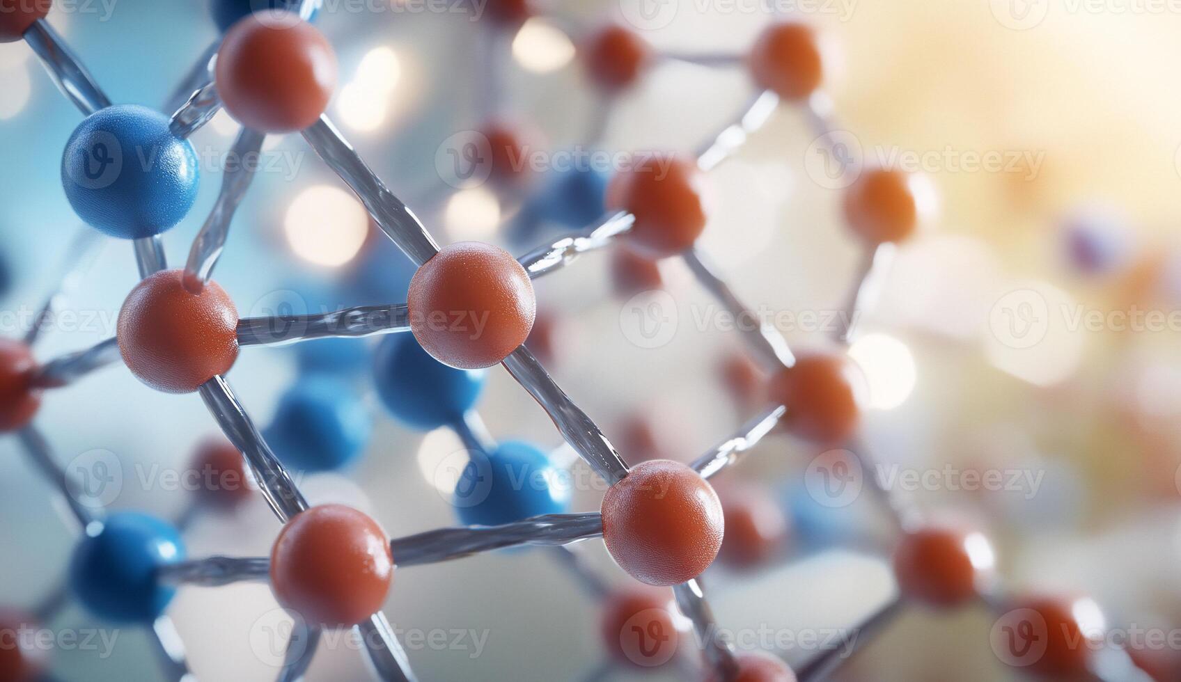 A close up of a molecule with blue and red balls photo