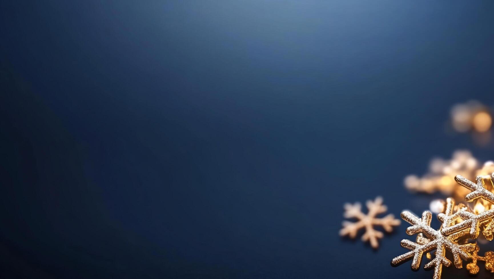 A serene winter scene featuring snowflakes on a dark background. photo
