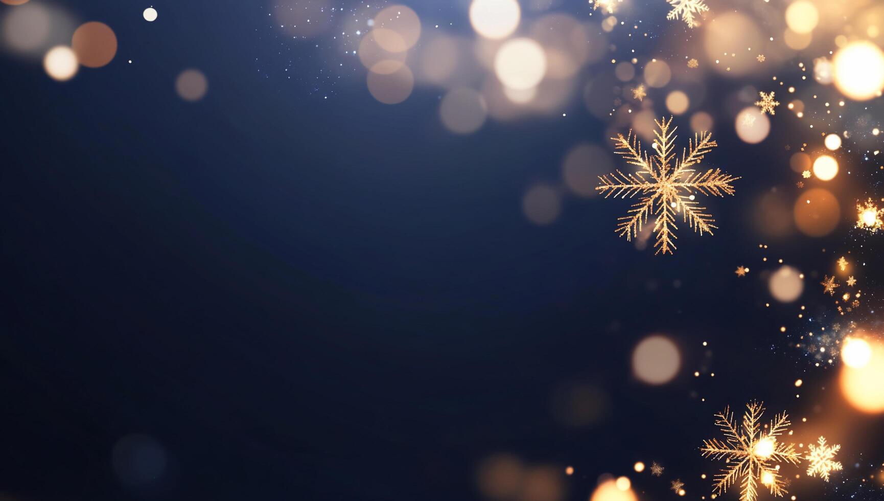 A festive background featuring sparkling lights and snowflakes. photo