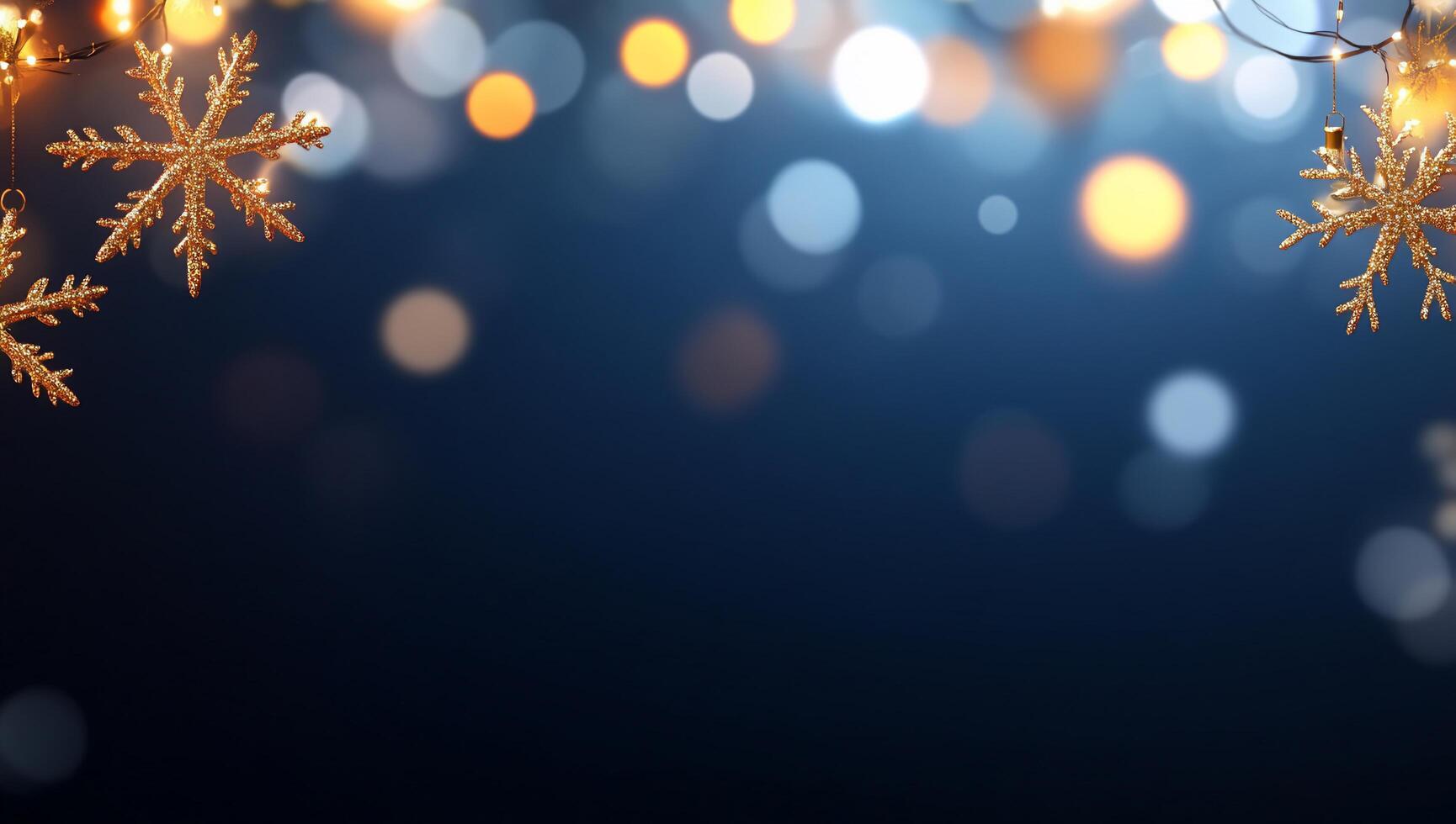 A festive background with snowflakes and bokeh lights for seasonal themes. photo