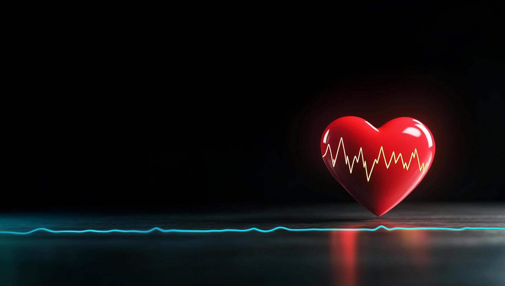 A glowing red heart with an ECG line, symbolizing health and vitality. photo