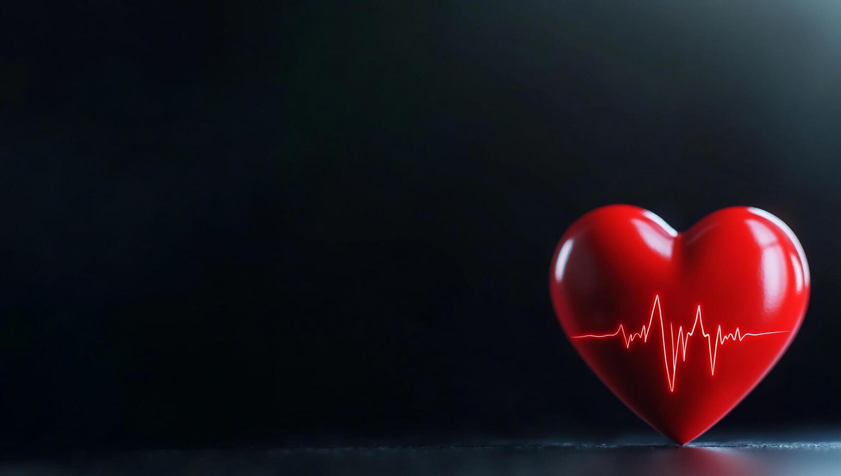 A glossy red heart with a heartbeat line, symbolizing love or health. photo