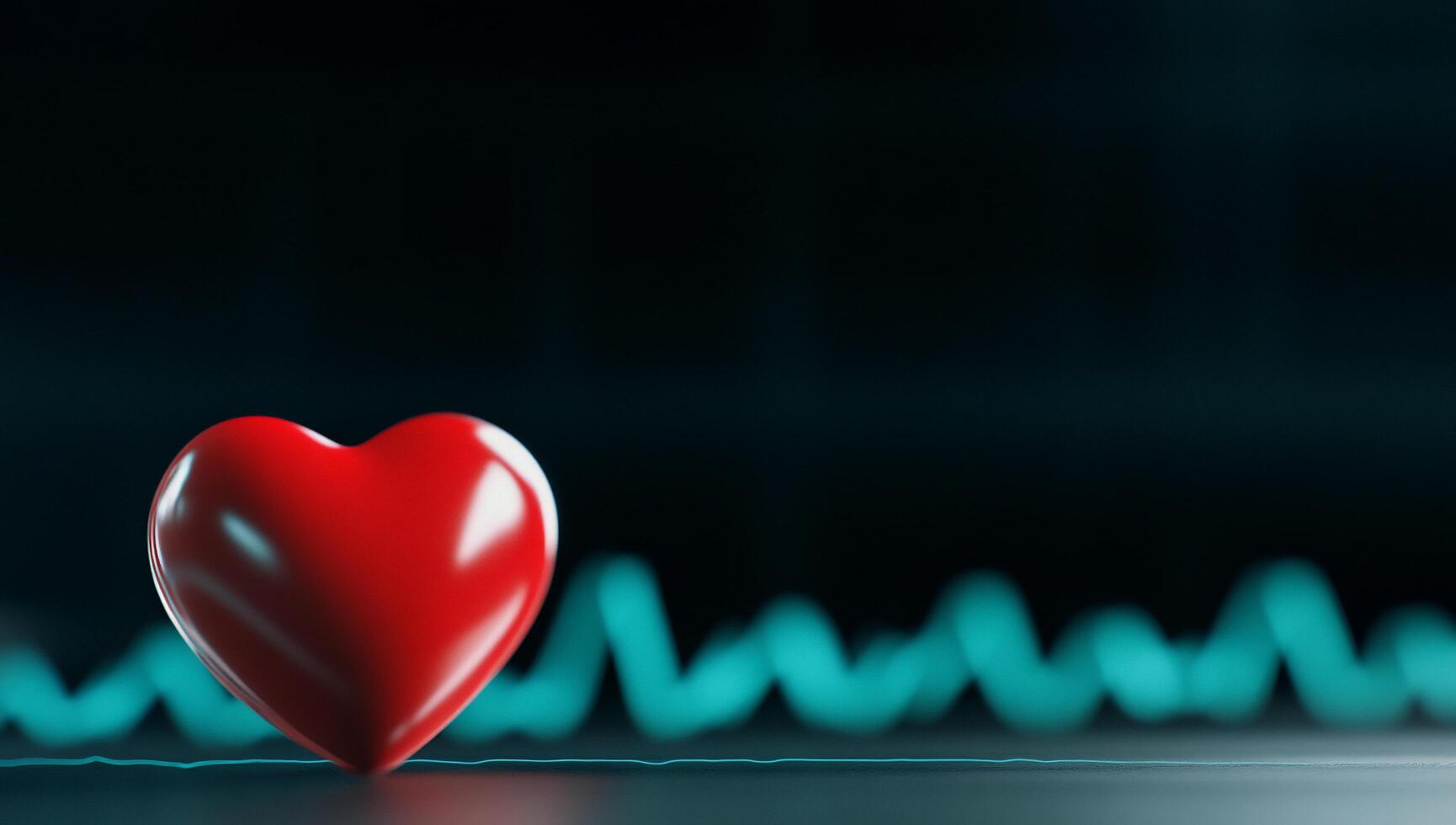 A red heart symbolizing health with an ECG line in the background. photo