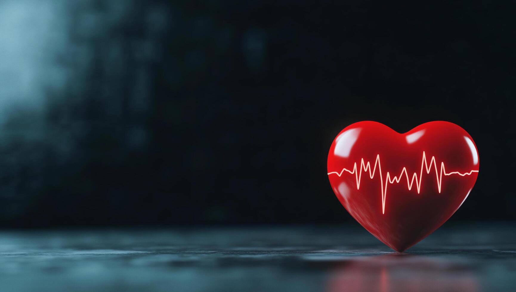 A glossy red heart with a heartbeat line, symbolizing health and love. photo