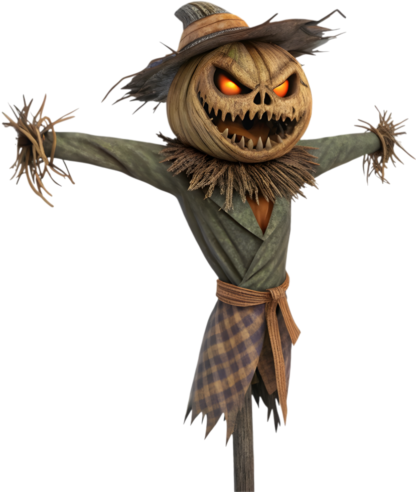Creepy Scarecrow Waiting in the Shadows for Prey. . png